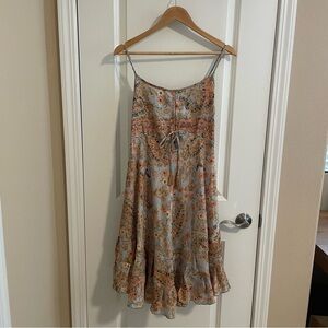 Karma Highway Floral Paisley Tie Front Dress Blue Peach One Size